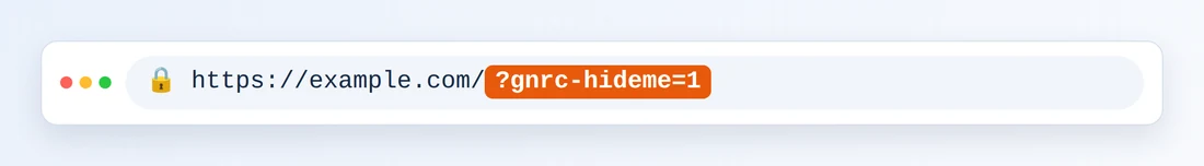 Адресная строка браузера с https://example.com/ и выделенным ?gnrc-hideme=1